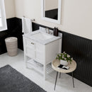 Modern Fittings Winterfell 30" Single Bath Vanity with White Marble Top and Square Sink Nickel Faucet