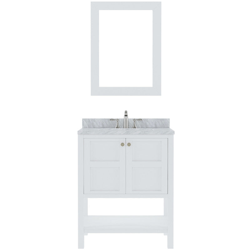 Modern Fittings Winterfell 30" Single Bath Vanity with White Marble Top and Square Sink Nickel Faucet