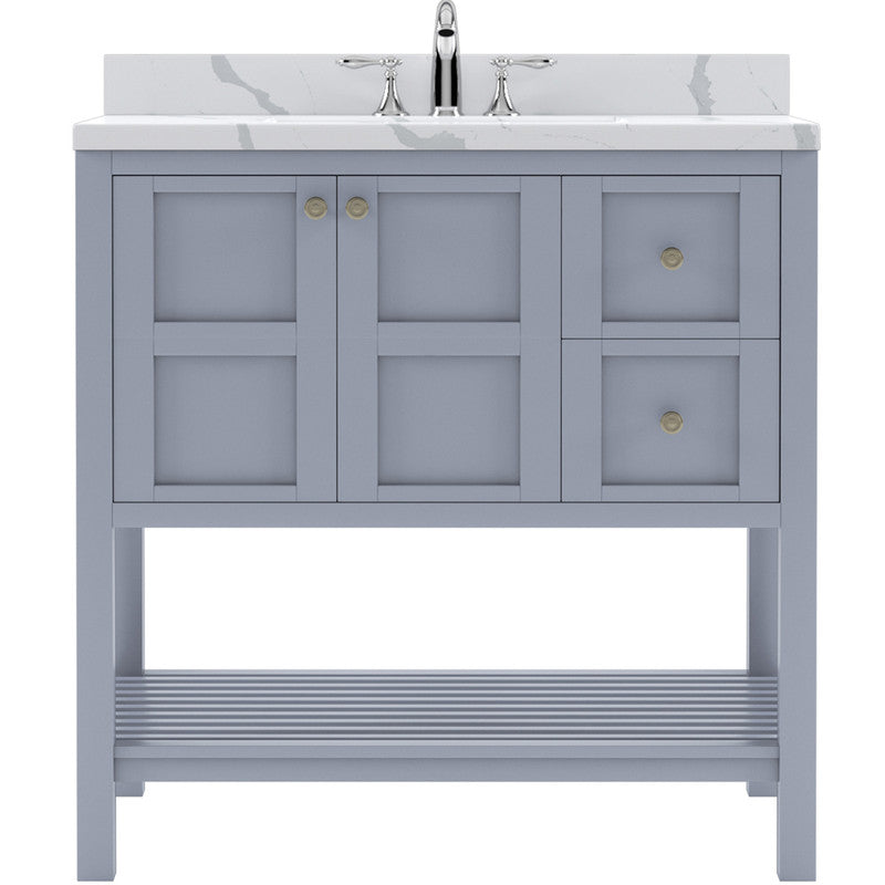 Modern Fittings Winterfell 36" Single Bath Vanity with Calacatta Quartz Top and Round Sink