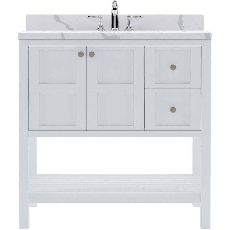 Modern Fittings Winterfell 36" Single Bath Vanity with Calacatta Quartz Top and Round Sink