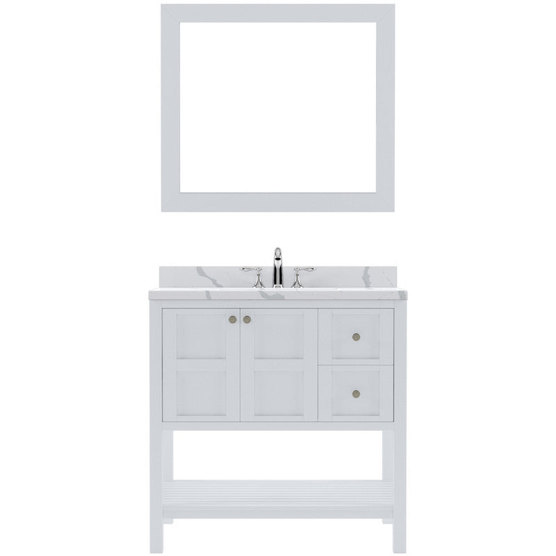 Modern Fittings Winterfell 36" Single Bath Vanity with Calacatta Quartz Top and Round Sink