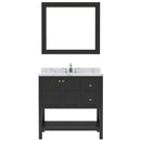 Modern Fittings Winterfell 36" Single Bath Vanity with Calacatta Quartz Top and Square Sink Nickel Faucet