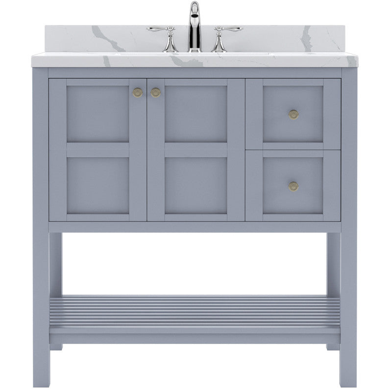 Modern Fittings Winterfell 36" Single Bath Vanity with Calacatta Quartz Top and Square Sink