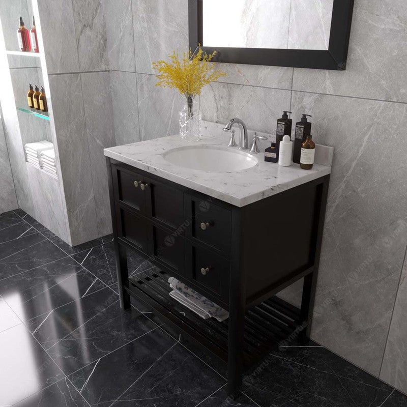 Modern Fittings Winterfell 36" Single Bath Vanity with Cultured Marble Quartz Top and Round Sink