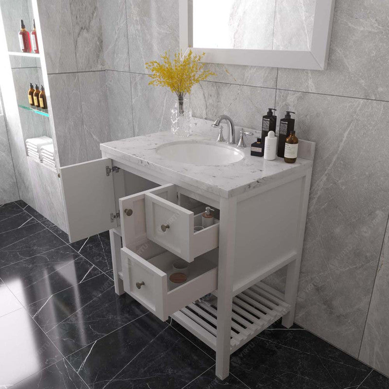 Modern Fittings Winterfell 36" Single Bath Vanity with Cultured Marble Quartz Top and Round Sink Nickel Faucet