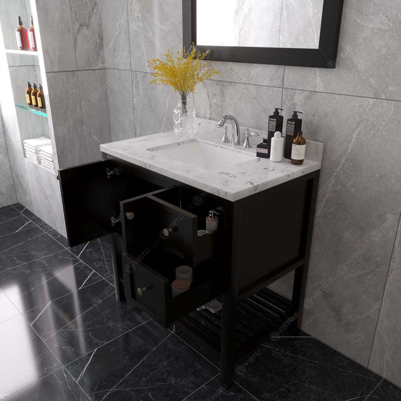 Modern Fittings Winterfell 36" Single Bath Vanity with Cultured Marble Quartz Top and Square Sink Nickel Faucet