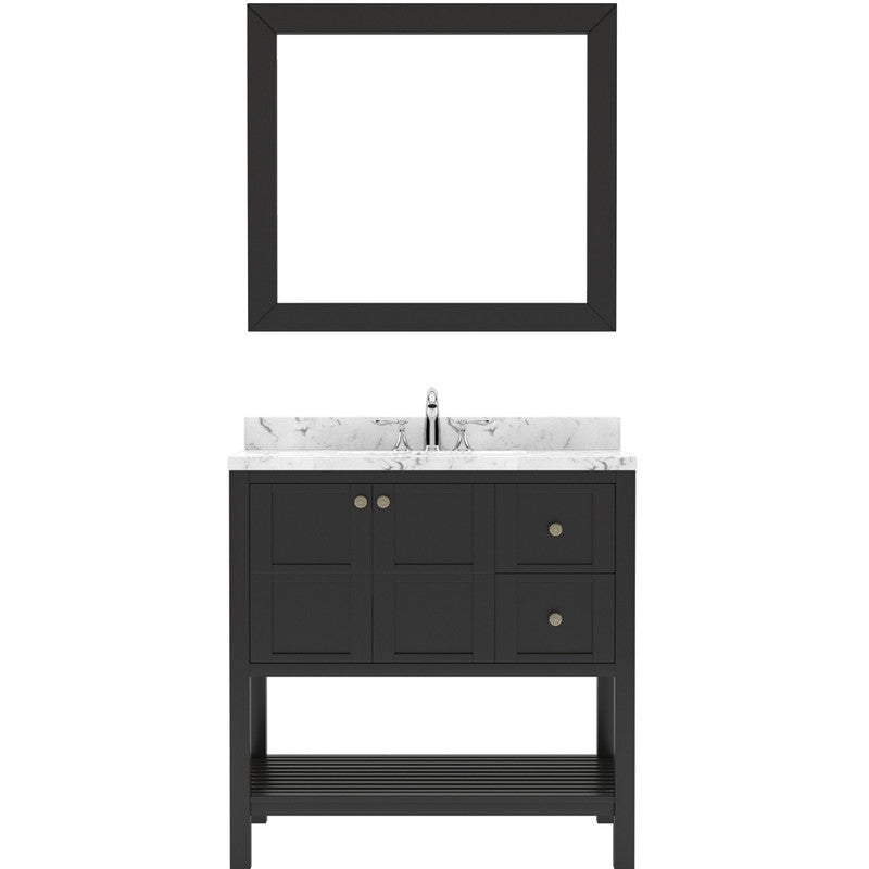 Modern Fittings Winterfell 36" Single Bath Vanity with Cultured Marble Quartz Top and Square Sink Nickel Faucet