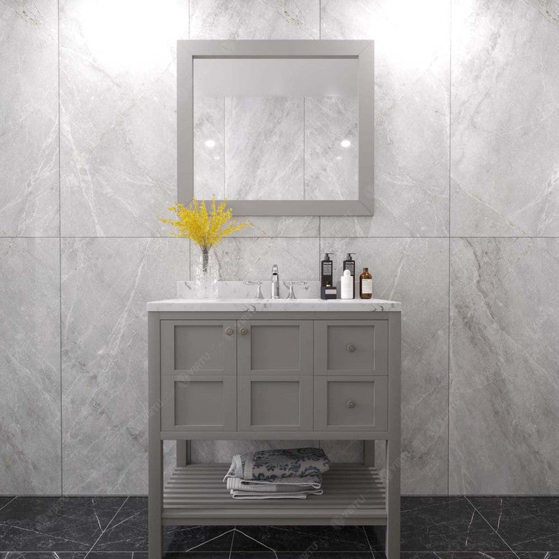 Modern Fittings Winterfell 36" Single Bath Vanity with Cultured Marble Quartz Top and Square Sink