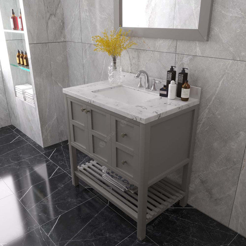 Modern Fittings Winterfell 36" Single Bath Vanity with Cultured Marble Quartz Top and Square Sink