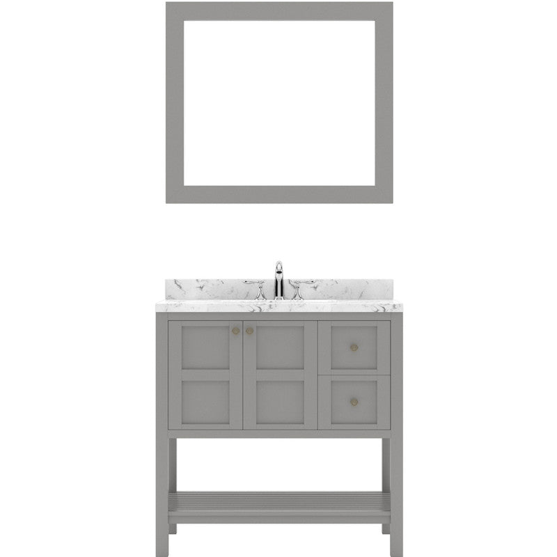 Modern Fittings Winterfell 36" Single Bath Vanity with Cultured Marble Quartz Top and Square Sink Nickel Faucet