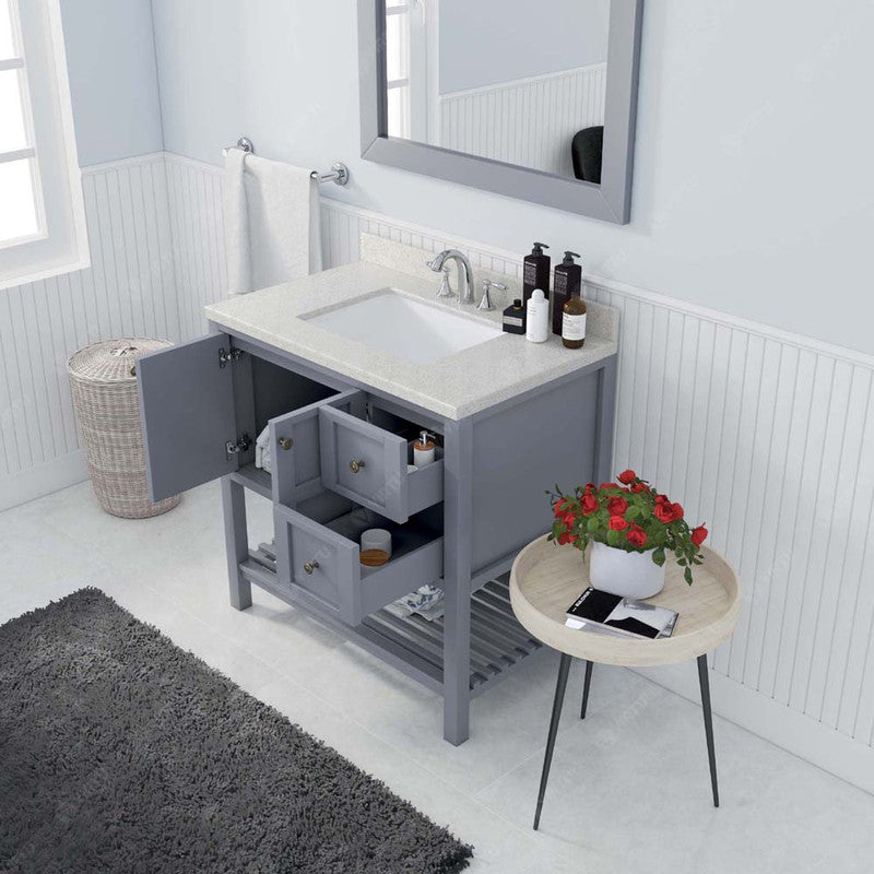 Modern Fittings Winterfell 36" Single Bath Vanity with Dazzle Quartz Top and Square Sink