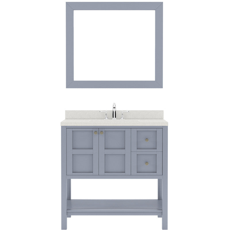 Modern Fittings Winterfell 36" Single Bath Vanity with Dazzle Quartz Top and Square Sink