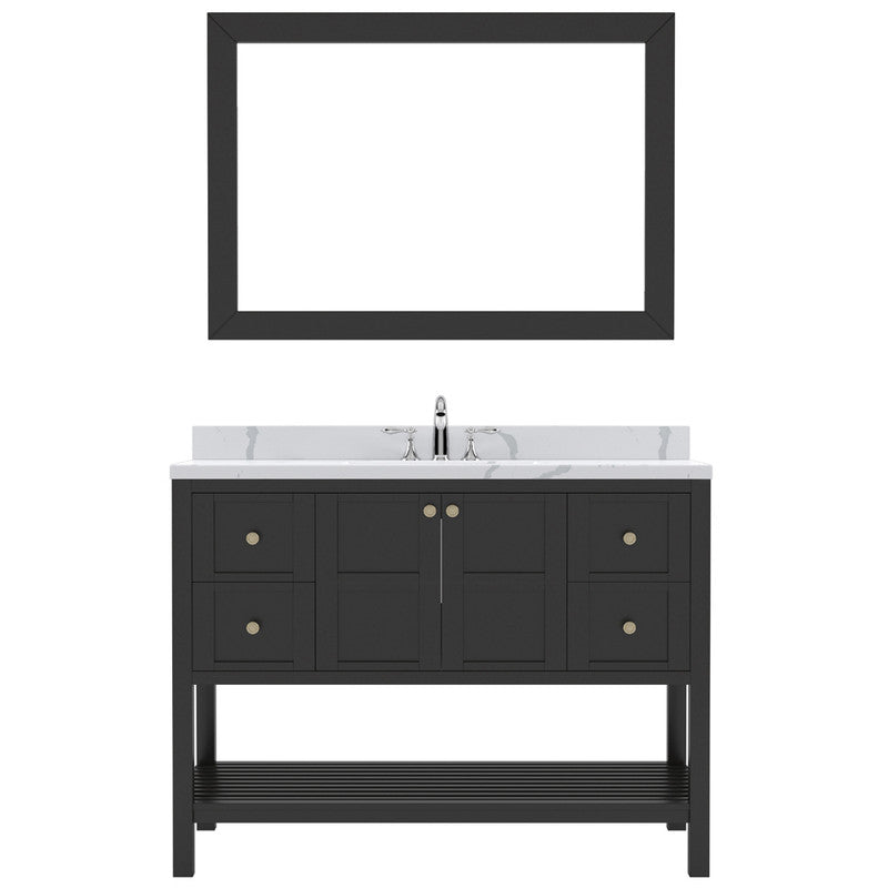 Modern Fittings Winterfell 48" Single Bath Vanity with Calacatta Quartz Top and Round Sink Nickel Faucet