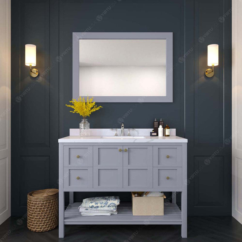 Modern Fittings Winterfell 48" Single Bath Vanity with Calacatta Quartz Top and Round Sink