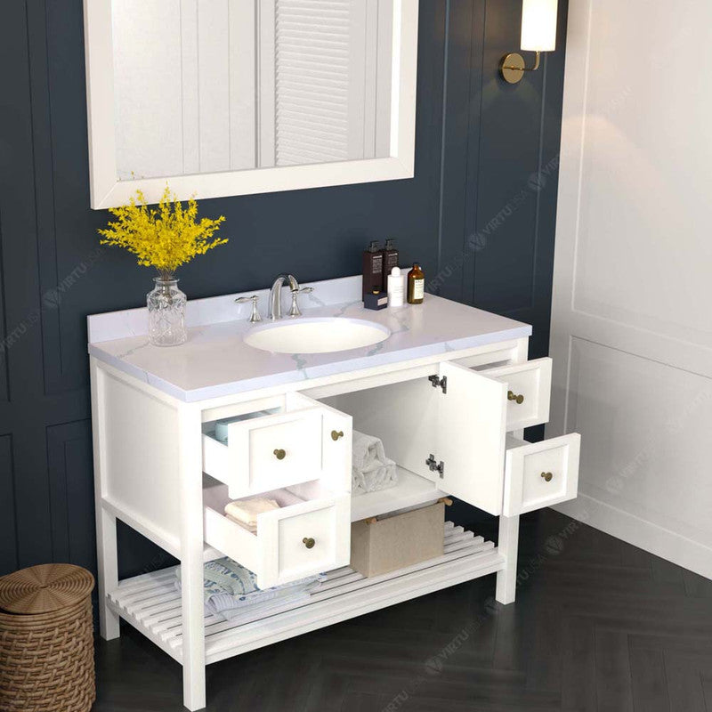 Modern Fittings Winterfell 48" Single Bath Vanity with Calacatta Quartz Top and Round Sink