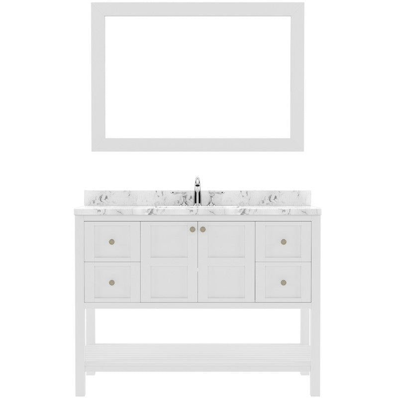 Modern Fittings Winterfell 48" Single Bath Vanity with Cultured Marble Quartz Top and Round Sink Nickel Faucet