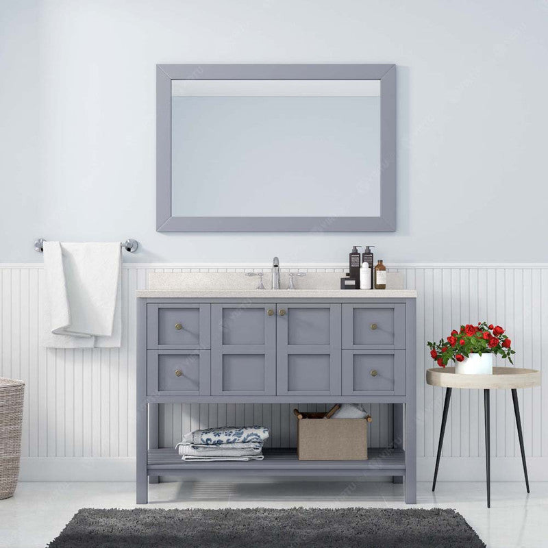 Modern Fittings Winterfell 48" Single Bath Vanity with Dazzle White Quartz Top and Round Sink