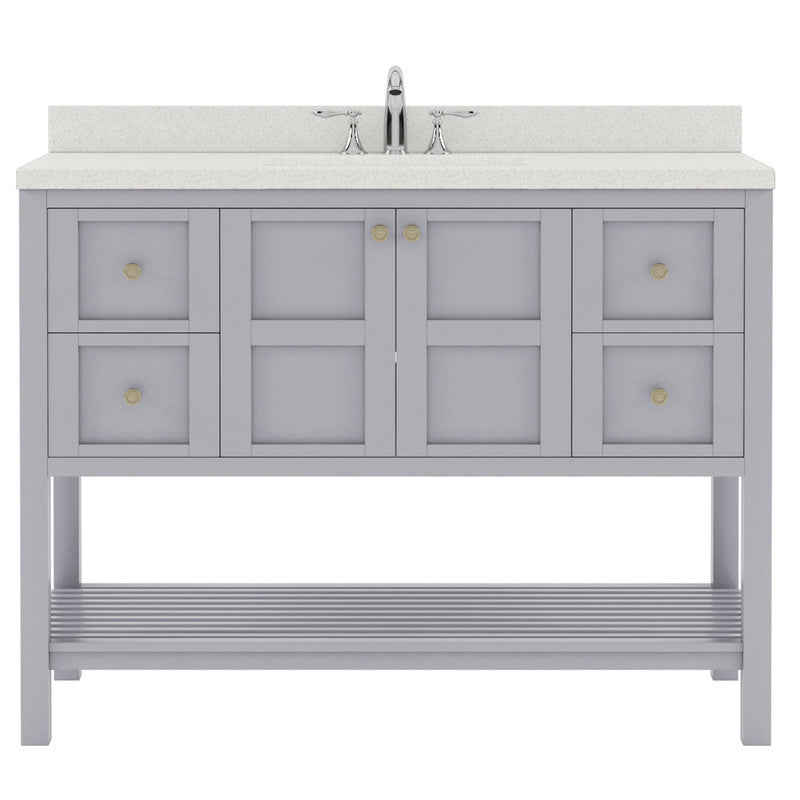 Modern Fittings Winterfell 48" Single Bath Vanity with Dazzle White Quartz Top and Round Sink