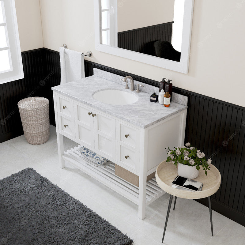 Modern Fittings Winterfell 48" Single Bath Vanity with Marble Top and Round Sink Faucet