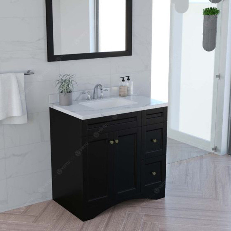 Modern Fittings Elise 36" Single Bath Vanity with Calacatta Quartz Top and Square Sink Faucet