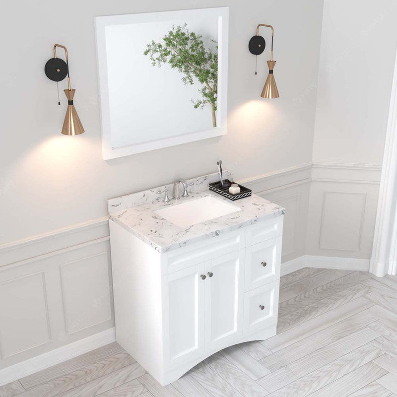 Modern Fittings Elise 36" Single Bath Vanity with Cultured Marble Quartz Top and Square Sink