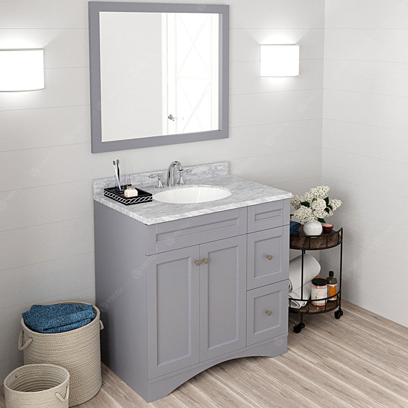 Modern Fittings Elise 36" Single Bath Vanity with White Marble Top and Round Sink