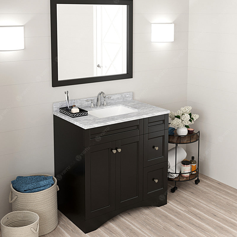 Modern Fittings Elise 36" Single Bath Vanity in Espresso with White Marble Top and Square Sink