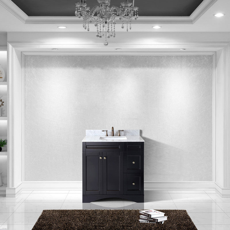 Modern Fittings Elise 36" Single Bath Vanity in Espresso with White Marble Top and Square Sink