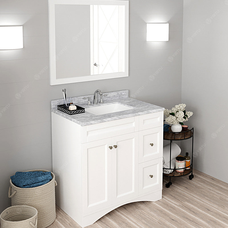 Modern Fittings Elise 36" Single Bath Vanity in Espresso with White Marble Top and Square Sink