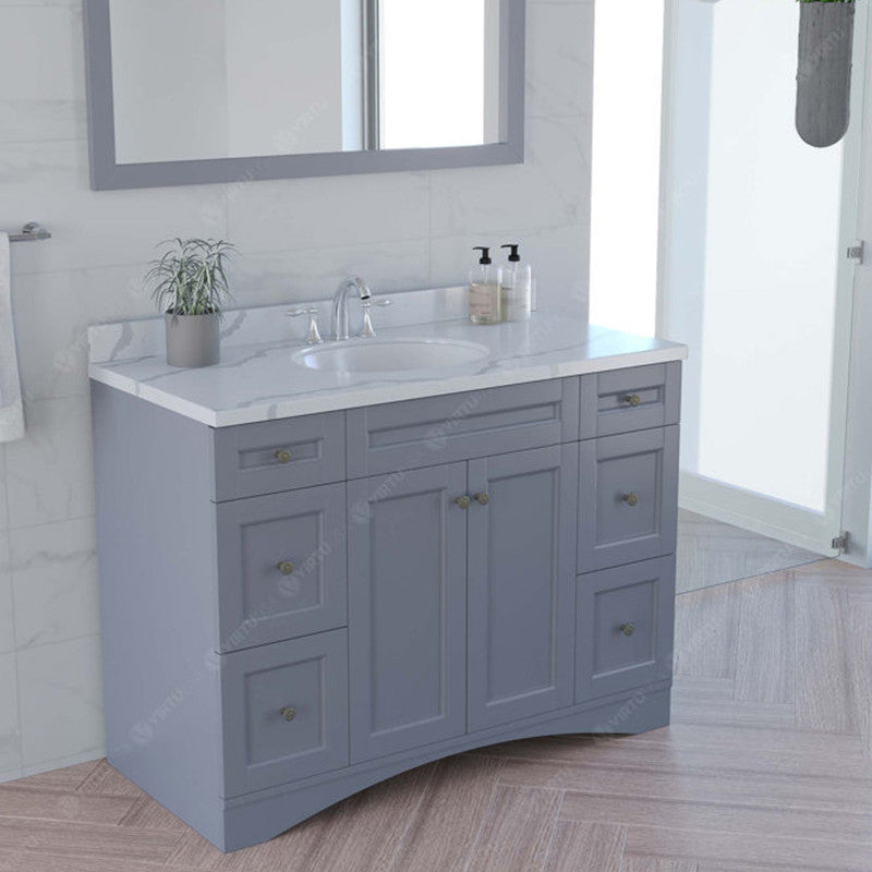 Modern Fittings Elise 48" Single Bath Vanity with Calacatta Quartz Top and Round Sink Faucet