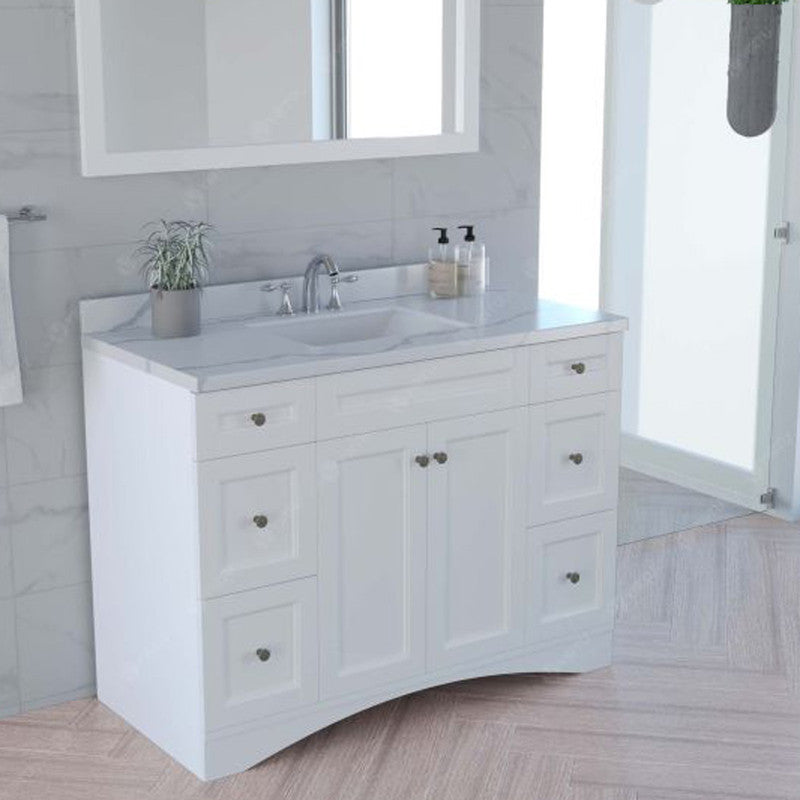 Modern Fittings Elise 48" Single Bath Vanity with Calacatta Quartz Top and Square Sink Faucet