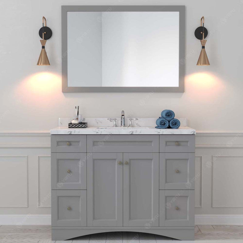 Modern Fittings Elise 48" Single Bath Vanity with Cultured Marble Quartz Top and Round Sink Faucet