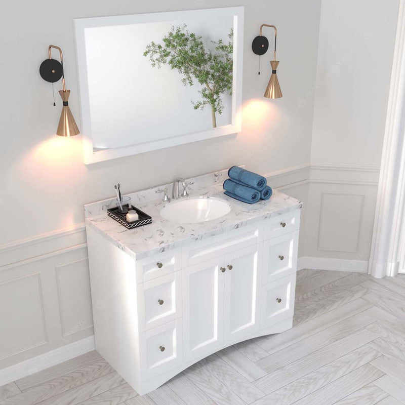 Modern Fittings Elise 48" Single Bath Vanity with Cultured Marble Quartz Top and Round Sink Faucet