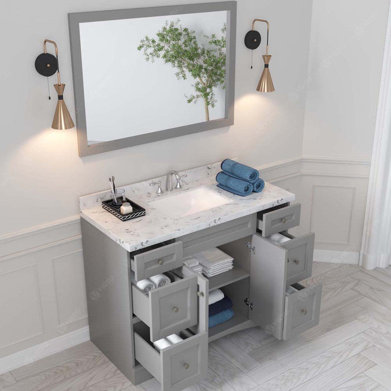 Modern Fittings Elise 48" Single Bath Vanity with Cultured Marble Quartz Top and Square Sink Faucet