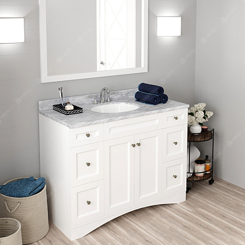 Modern Fittings Elise 48" Single Bath Vanity with White Marble Top and Round Sink