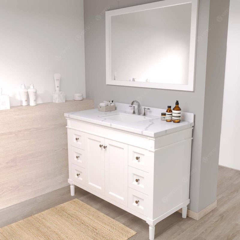 Modern Fittings Tiffany 48" Single Bath Vanity with Calacatta Quartz Top and Square Sink