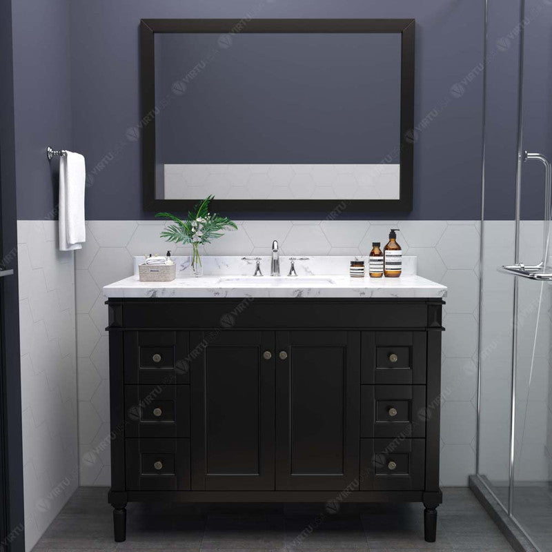 Modern Fittings Tiffany 48" Single Bath Vanity with Cultured Marble Quartz Top and Round Sink Nickel Faucet