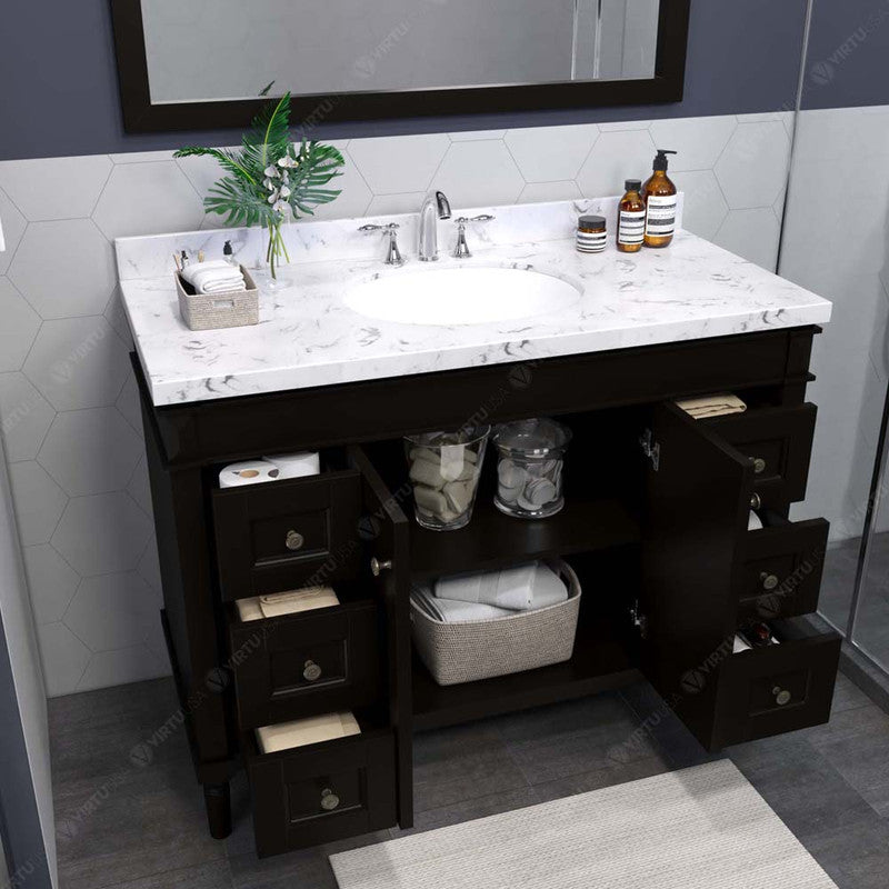 Modern Fittings Tiffany 48" Single Bath Vanity with Cultured Marble Quartz Top and Round Sink