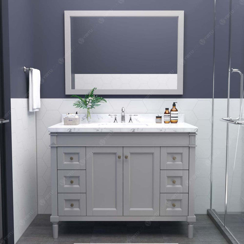 Modern Fittings Tiffany 48" Single Bath Vanity with Cultured Marble Quartz Top and Round Sink Nickel Faucet