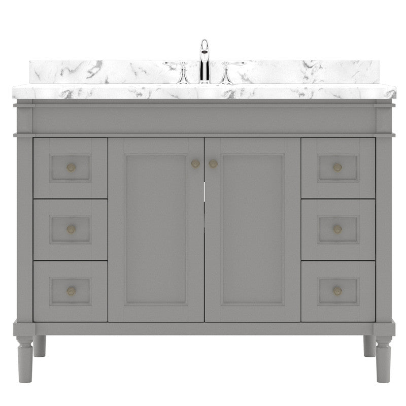 Modern Fittings Tiffany 48" Single Bath Vanity with Cultured Marble Quartz Top and Round Sink