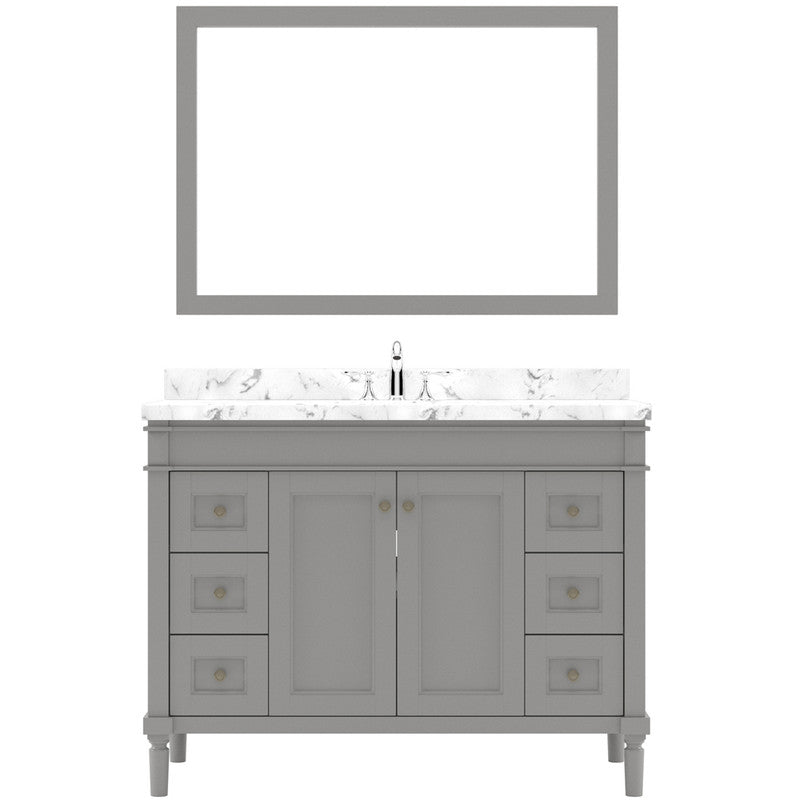 Modern Fittings Tiffany 48" Single Bath Vanity with Cultured Marble Quartz Top and Round Sink Nickel Faucet