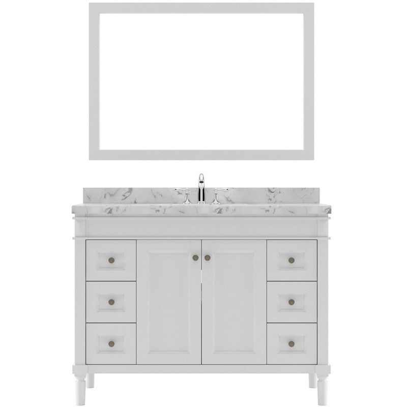 Modern Fittings Tiffany 48" Single Bath Vanity with Cultured Marble Quartz Top and Round Sink Nickel Faucet