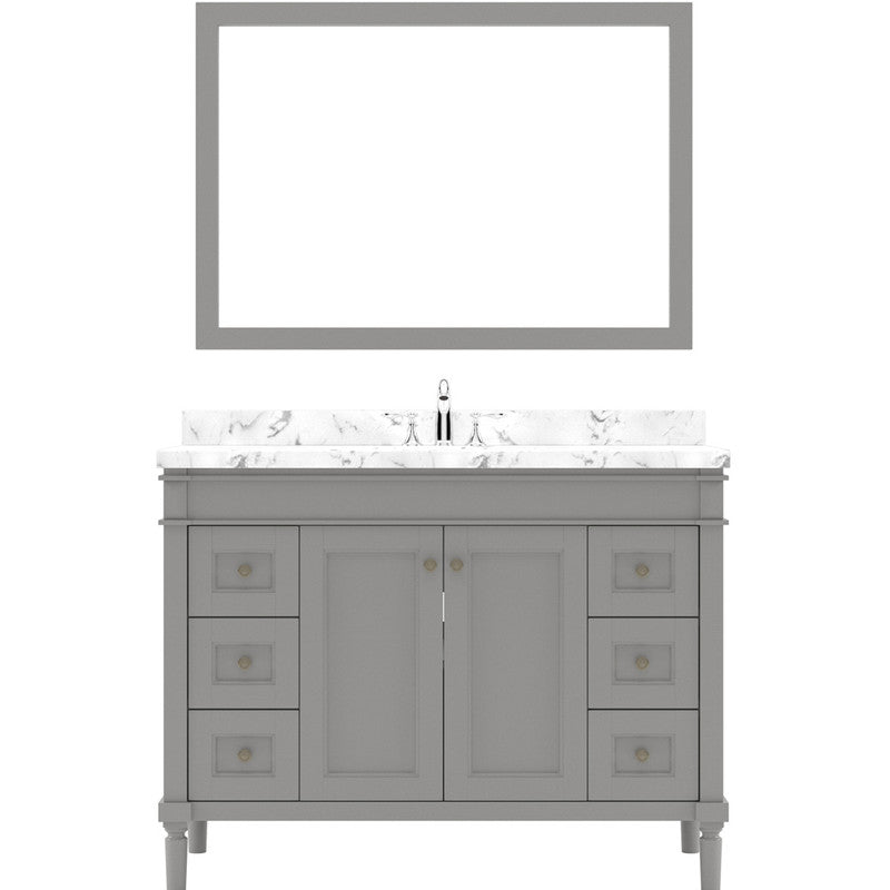 Modern Fittings Tiffany 48" Single Bath Vanity with Cultured Marble Quartz Top and Square Sink