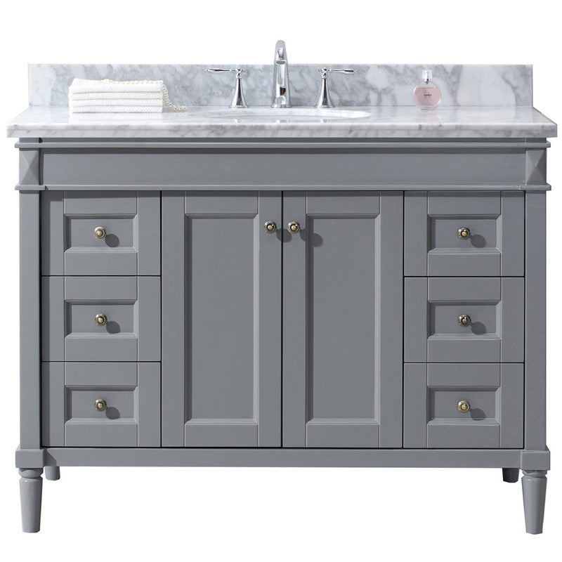 Modern Fittings Tiffany 48" Single Bath Vanity with Marble Top and Round Sink Faucet