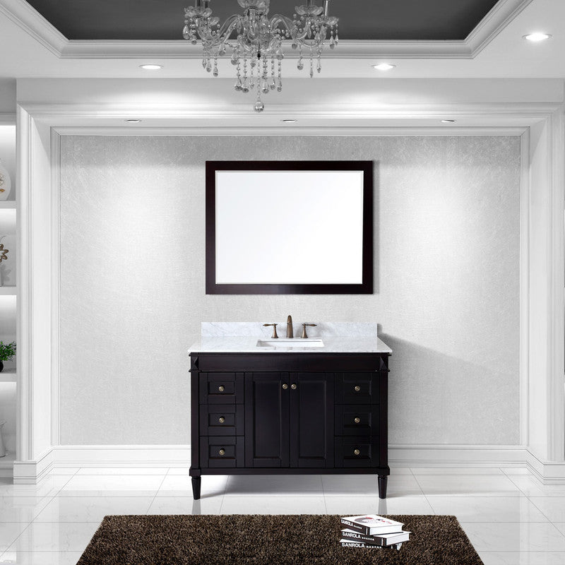 Modern Fittings Tiffany 48" Single Bath Vanity with Marble Top and Square Sink Faucet