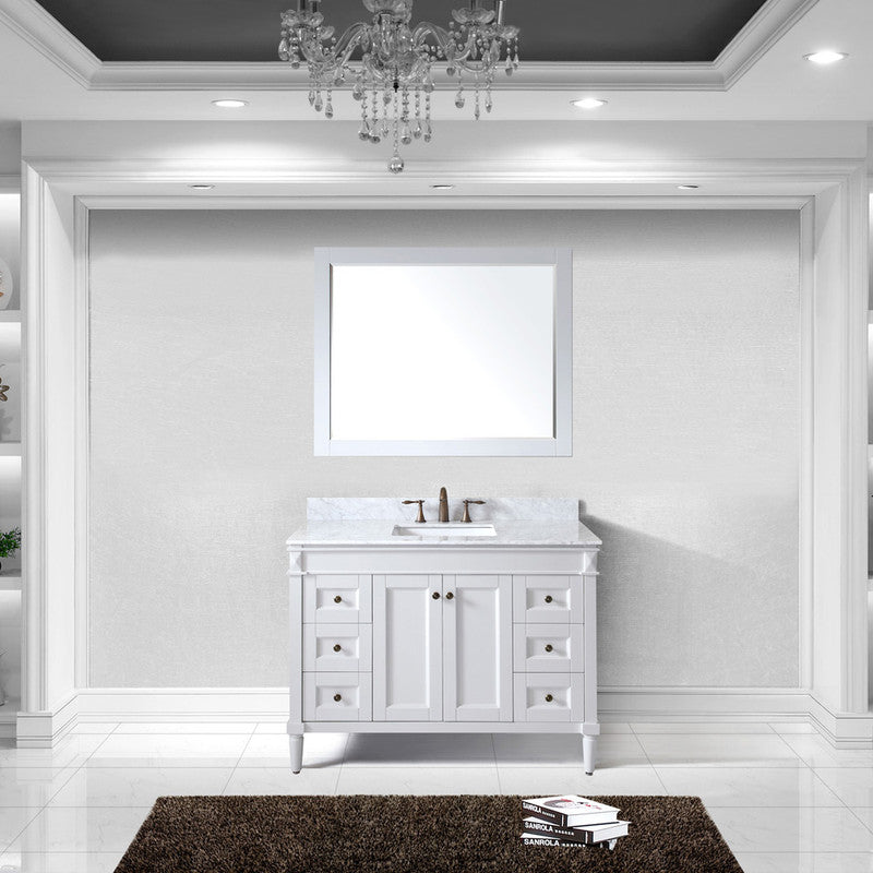 Modern Fittings Tiffany 48" Single Bath Vanity with Marble Top and Square Sink Faucet