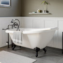 Cambridge Plumbing Acrylic Slipper Bathtub 61"x28", 7" Drillings and Complete BRZ Package