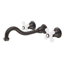 Water Creation Elegant Spout Wall Mount Vessel/Lavatory Faucets in Oil-rubbed Bronze Finish Finish with Porcelain Cross Handles Hot and Cold Labels Included F4-0001-03-PX