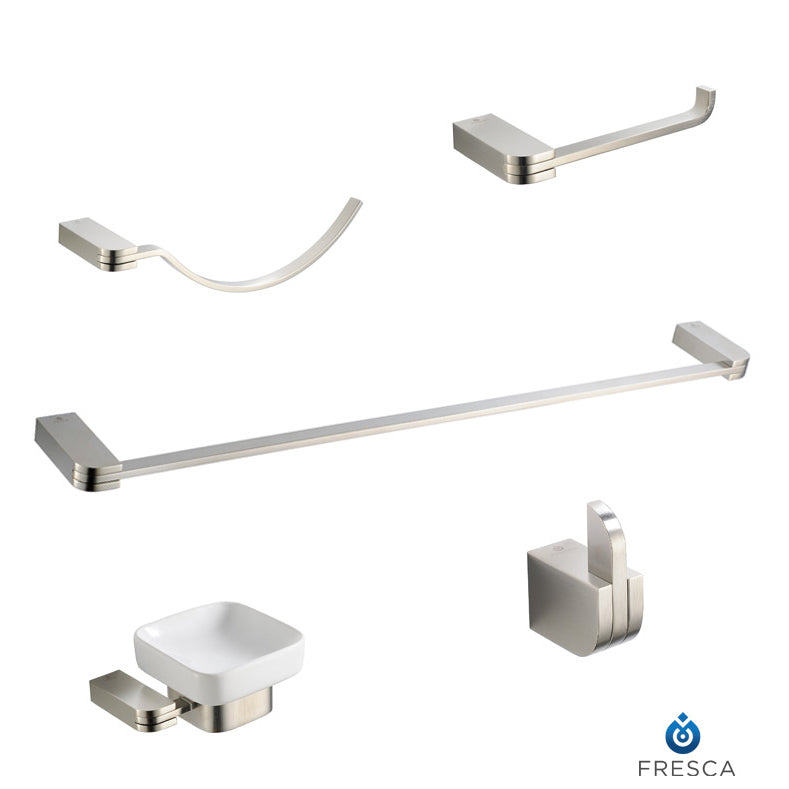 Fresca Solido 5-Piece Bathroom Accessory Set - Brushed Nickel FAC1300BN