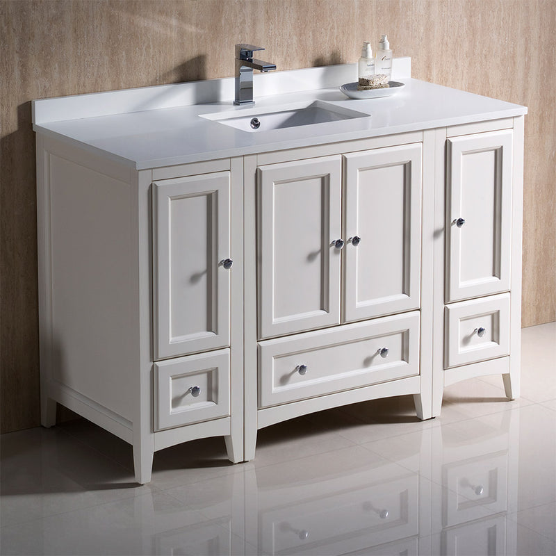 Fresca Oxford 48" Antique White Traditional Bathroom Cabinets with Top and Sink FCB20-122412AW-CWH-U